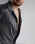 Чоловіча шовкова піжама графіт - Зображення 3