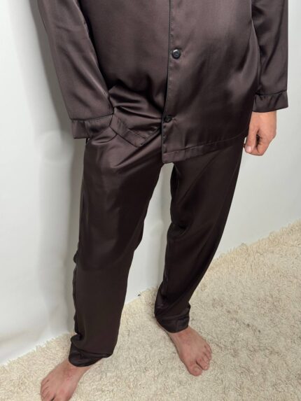 Чоловіча шовкова піжама брауні - Зображення 7