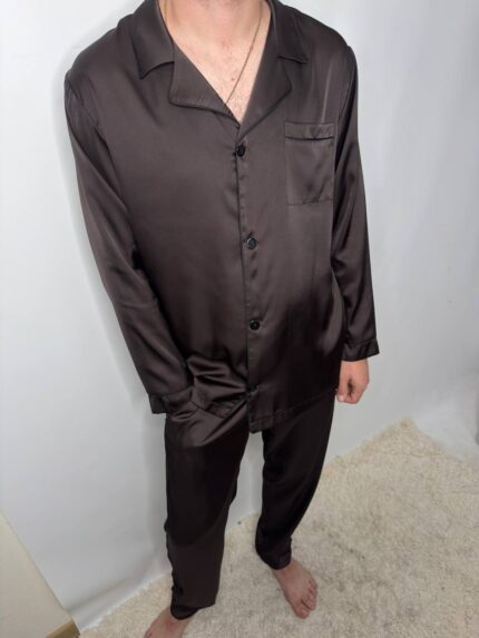 Чоловіча шовкова піжама брауні - Зображення 5