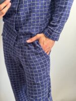 Муслінова чоловіча піжама синій в клітинку - Зображення 5