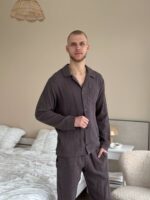 Муслінова чоловіча піжама шоколад - Зображення 5