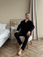 Муслінова чоловіча піжама чорний - Зображення 2