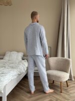 Муслінова чоловіча піжама сірий в клітинку - Зображення 7