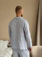 Муслінова чоловіча піжама сірий в клітинку - Зображення 6