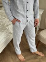 Муслінова чоловіча піжама сірий в клітинку - Зображення 3