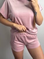 Плюшева піжама двійка | Футболка  | Шорти пудра - Зображення 7