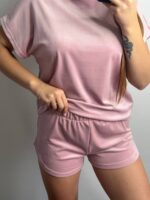 Плюшева піжама двійка | Футболка  | Шорти пудра - Зображення 6