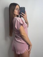 Плюшева піжама двійка | Футболка  | Шорти пудра - Зображення 2