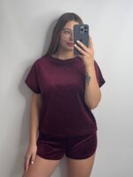 Плюшева піжама двійка | Футболка  | Шорти бордовий - Зображення 8