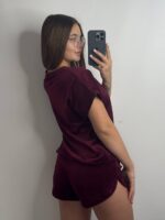 Плюшева піжама двійка | Футболка  | Шорти бордовий - Зображення 2