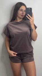 Плюшева піжама двійка | Футболка  | Шорти мокко2 - Зображення 6