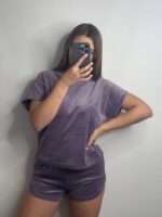 Плюшева піжама двійка | Футболка  | Шорти ліловий - Зображення 4