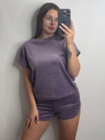 Плюшева піжама двійка | Футболка  | Шорти ліловий