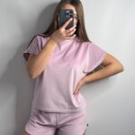 Плюшева піжама двійка | Футболка  | Шорти рожевий