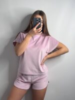 Плюшева піжама двійка | Футболка  | Шорти рожевий