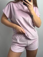 Плюшева піжама двійка | Футболка  | Шорти рожевий - Зображення 4