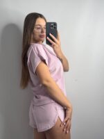 Плюшева піжама двійка | Футболка  | Шорти рожевий - Зображення 2