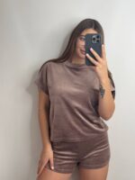 Плюшева піжама двійка | Футболка  | Шорти капучіно - Зображення 8