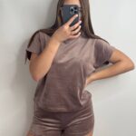 Плюшева піжама двійка | Футболка  | Шорти капучіно