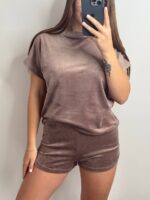 Плюшева піжама двійка | Футболка  | Шорти капучіно - Зображення 4