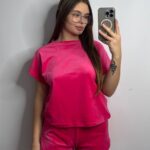 Плюшева піжама двійка | Футболка  | Шорти малиновий