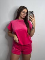 Плюшева піжама двійка | Футболка  | Шорти малиновий - Зображення 5