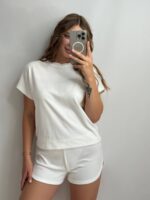 Плюшева піжама двійка | Футболка  | Шорти молочний - Зображення 5