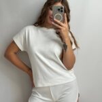 Плюшева піжама двійка | Футболка  | Шорти молочний