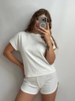 Плюшева піжама двійка | Футболка  | Шорти молочний