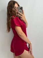 Плюшева піжама двійка | Футболка  | Шорти вишневий - Зображення 3