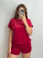 Плюшева піжама двійка | Футболка  | Шорти вишневий - Зображення 6