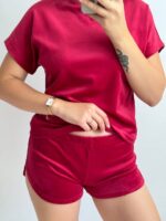 Плюшева піжама двійка | Футболка  | Шорти вишневий - Зображення 8