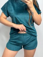 Плюшева піжама двійка | Футболка  | Шорти смарагд - Зображення 5