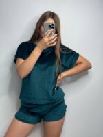 Плюшева піжама двійка | Футболка  | Шорти смарагд - Зображення 4