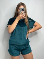 Плюшева піжама двійка | Футболка  | Шорти смарагд - Зображення 3