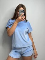 Плюшева піжама двійка | Футболка  | Шорти блакитний