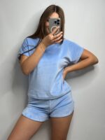 Плюшева піжама двійка | Футболка  | Шорти блакитний - Зображення 4