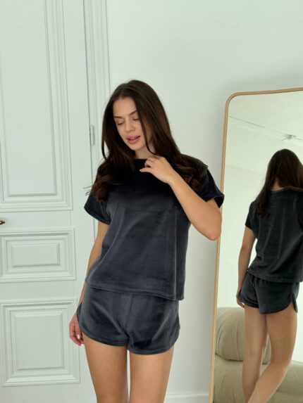 Плюшева піжама двійка | Футболка  | Шорти графіт - Зображення 8