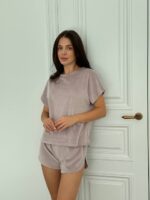 Плюшева піжама двійка | Футболка  | Шорти пудра2 - Зображення 6