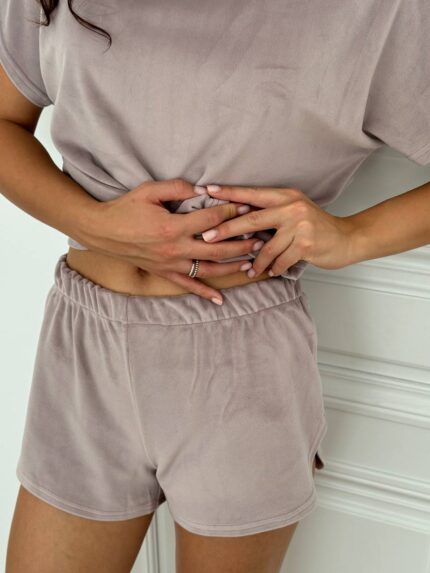 Плюшева піжама двійка | Футболка  | Шорти пудра2 - Зображення 5