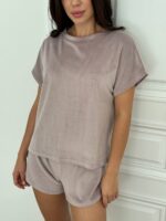 Плюшева піжама двійка | Футболка  | Шорти пудра2 - Зображення 4