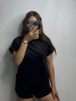 Плюшева піжама двійка | Футболка  | Шорти чорний - Зображення 3