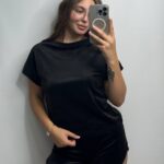 Плюшева піжама двійка | Футболка  | Шорти чорний