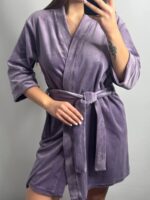 Довгий халат з поясом  ліловий - Зображення 6
