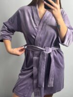 Довгий халат з поясом  ліловий - Зображення 5