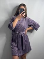 Довгий халат з поясом  ліловий - Зображення 3