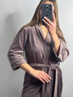 Довгий халат з поясом  мокко - Зображення 6