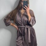 Довгий халат з поясом  мокко