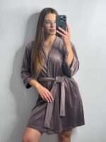 Довгий халат з поясом  мокко - Зображення 4