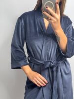 Довгий халат з поясом  графіт - Зображення 5